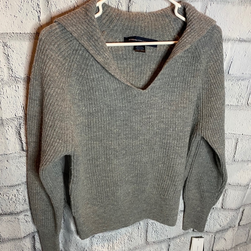 French Connection Grey Collared Polo Sweater Size… - image 1